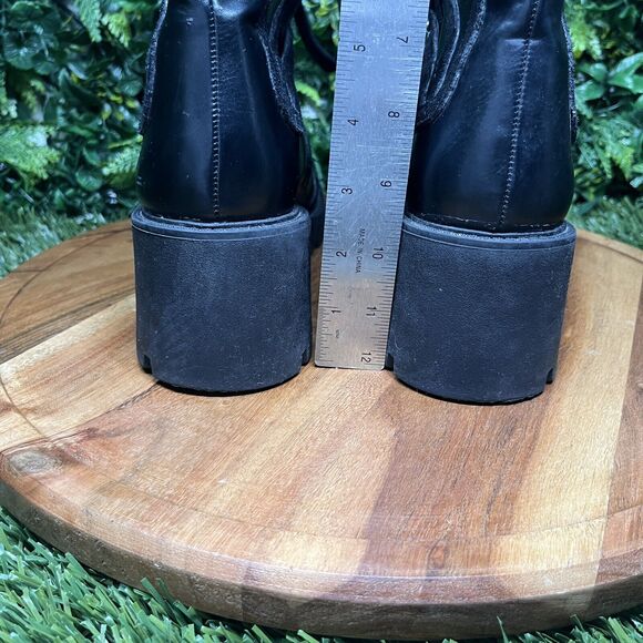 ZARA Boots Women 9 US 40 EU Black Moto Combat‎ Chunky Heel Lace Up Ankle 2111 - Picture 13 of 14